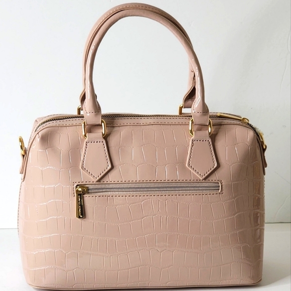David Jones Paris Pink Patent Leather Embossed Croc Shoulder Handbag - Picture 4 of 8